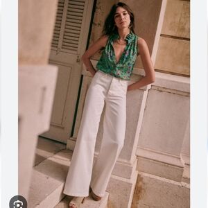 New! Sezane Davis Pant Wide Leg Trousers White Size 34 US 2